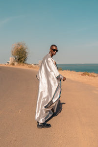 Shantung Silk Boubou - Plateau Silver - Mwami