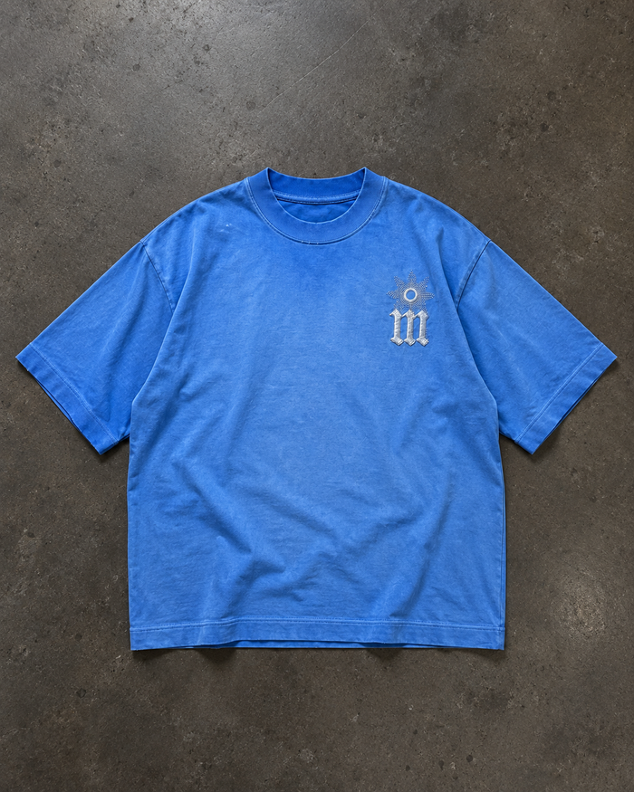 "m" by Mwami embroidered logo oversized tee - Faded Blue