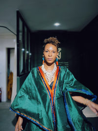 Shantung Silk Boubou - Cocody Green - Mwami
