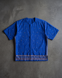 Cobalt short sleeve embroidered shirt flat lay