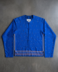 Cobalt long sleeve embroidered overshirt flat lay