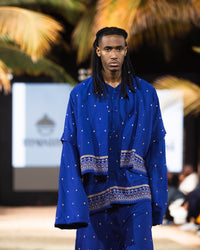Cobalt embroidered set on the Harmattan 25 runway