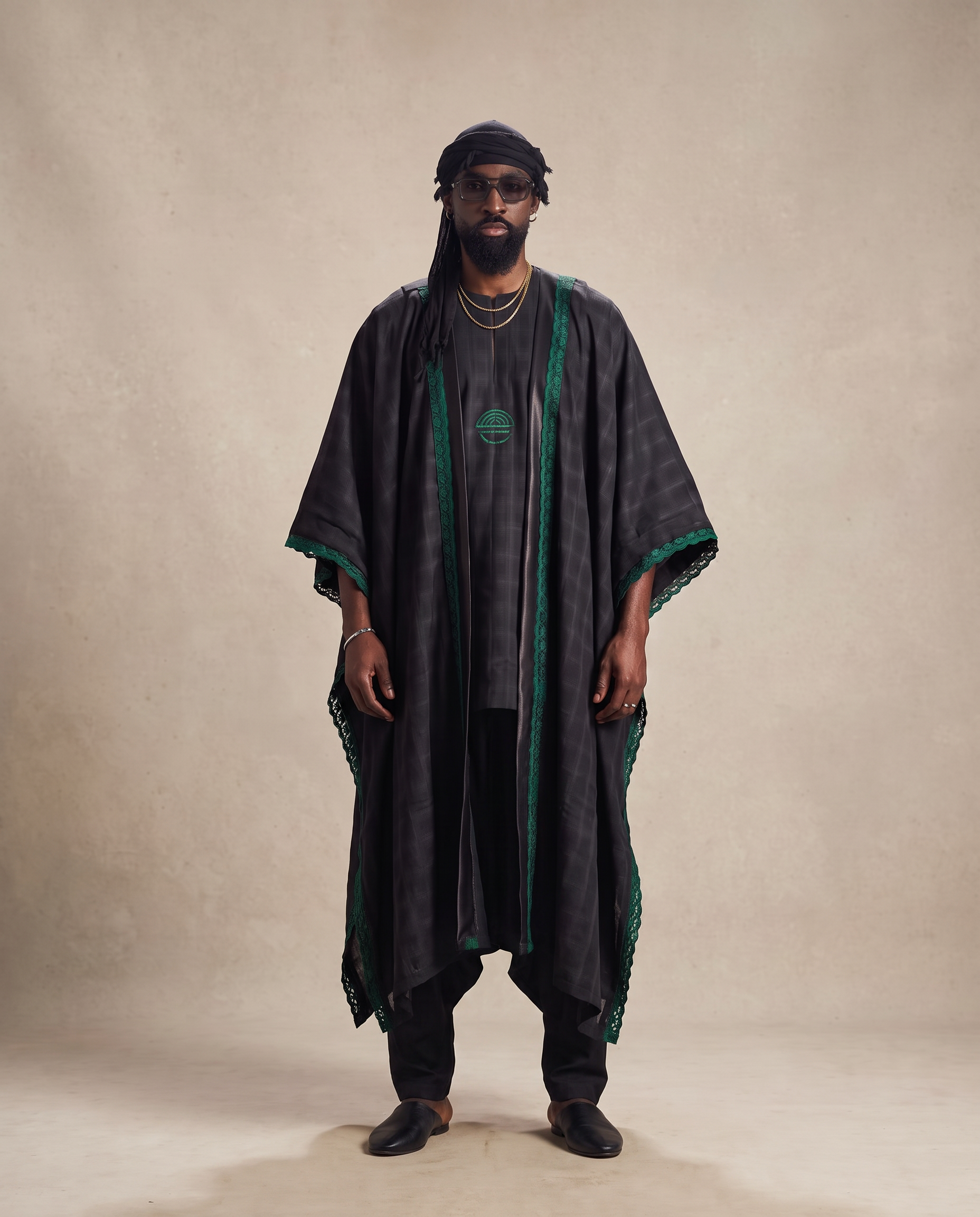 MWAMI Plaid Lace Cape — Harmattan '25