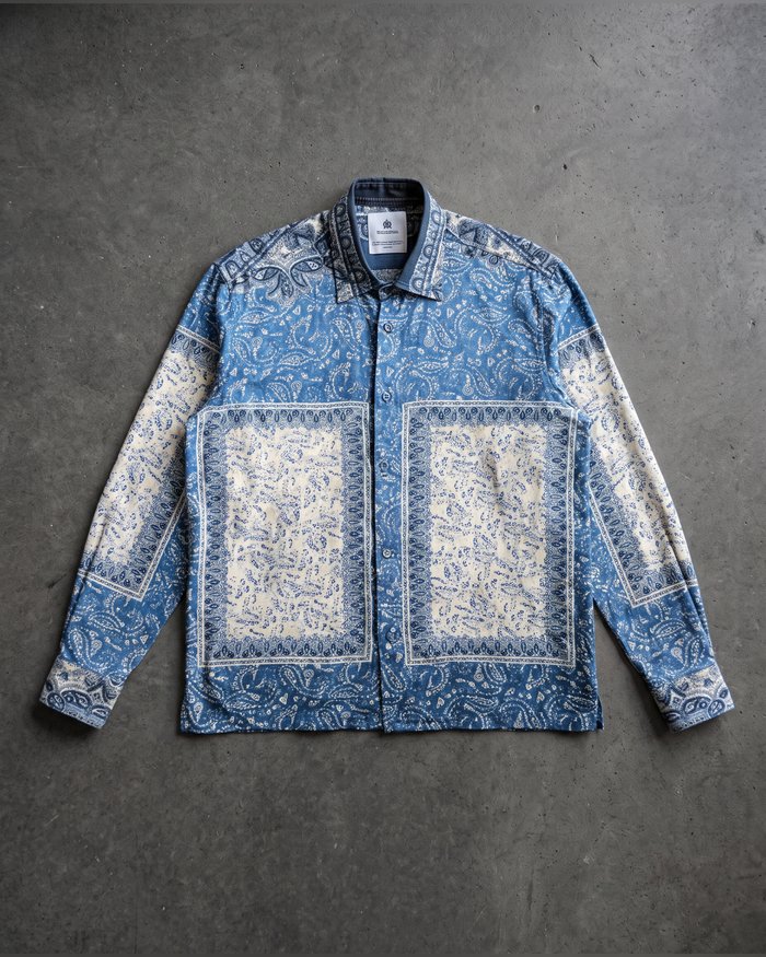 MWAMI paisley print shirt flat lay, front view