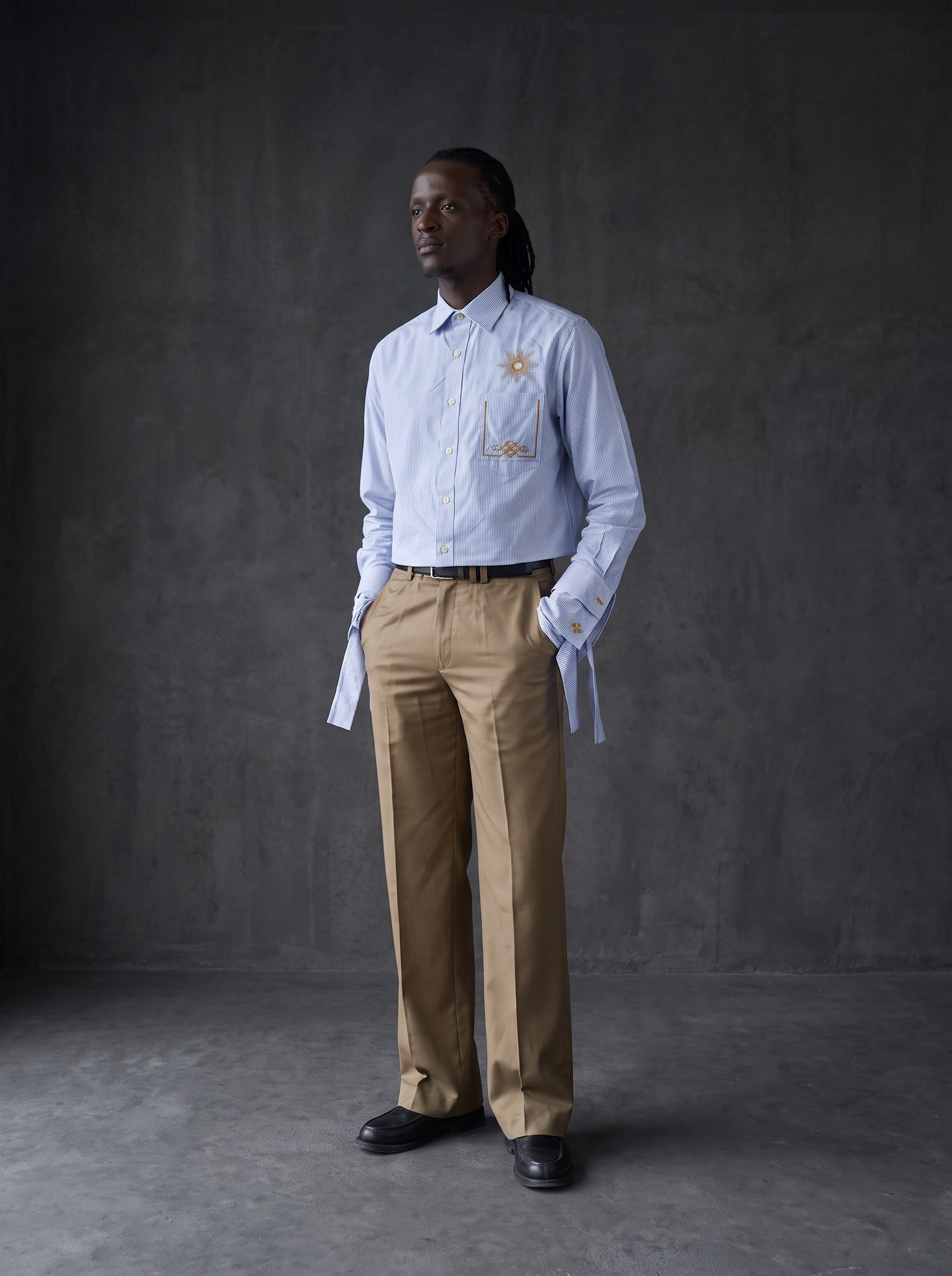 Harmattan Unisex Cropped Button Up Shirt - Gingham Stripes