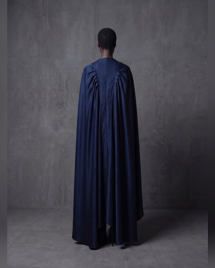 Harmattan Cape Boubou, back view showing the full length cape